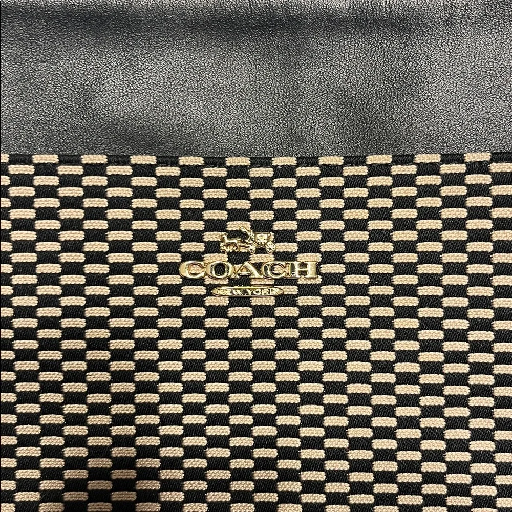 Coach Kitt Black Tan Crossbody Bag Purse jacquard